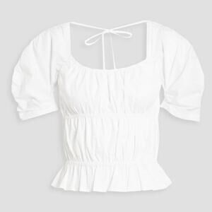 10 Crosby Derek Lam Open back ruched cotton poplin top